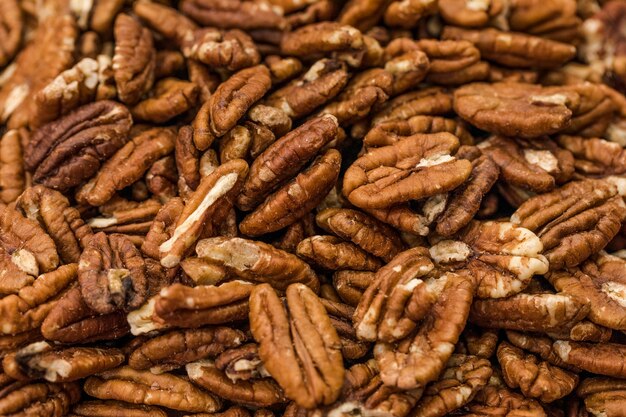 Macro shot of walnuts in market