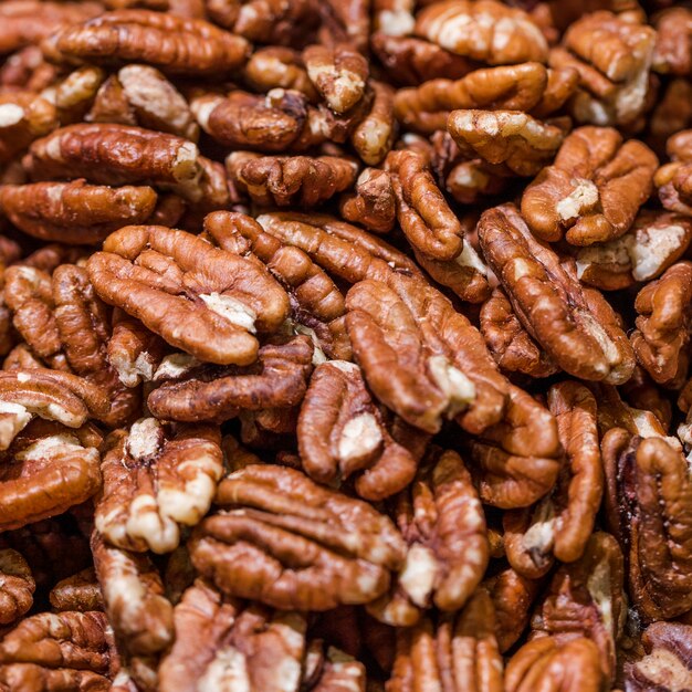 Macro shot of walnuts in store