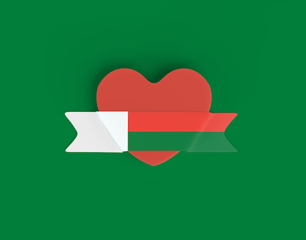 Madagascar Flag Heart Banner