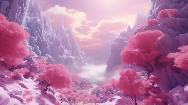 Free photo magenta landscape with fantasy nature