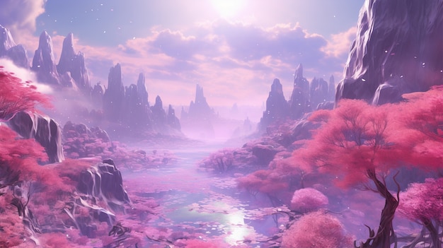 Free photo magenta landscape with fantasy nature