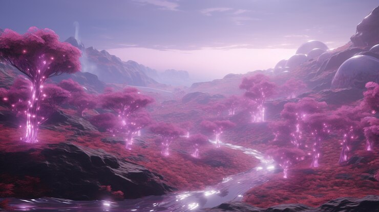 無料Photo 幻想的な自然を持つマゼンタの風景
