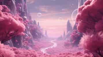 Бесплатное фото Пурпурный мистический пейзаж с природой