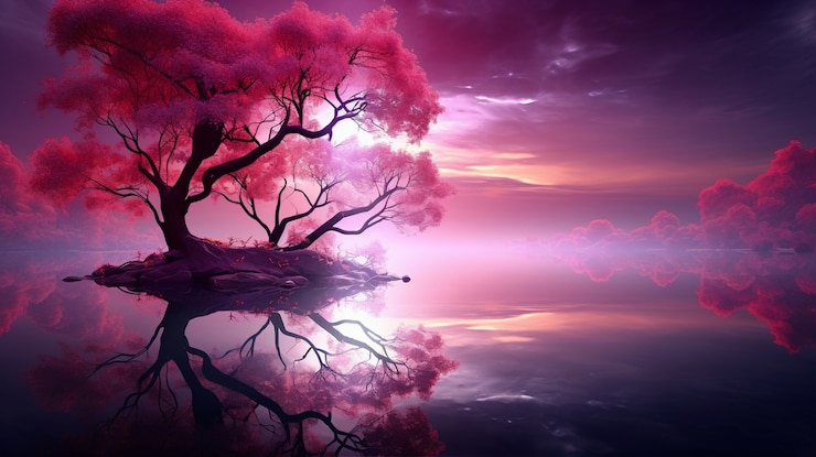Free Photo magenta nature fantasy landscape