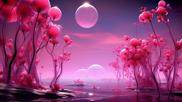 Foto gratuita paesaggio di fantasia natura magenta