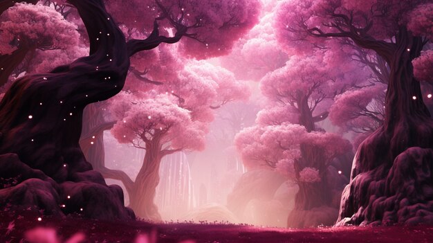 Magenta nature mystical landscape