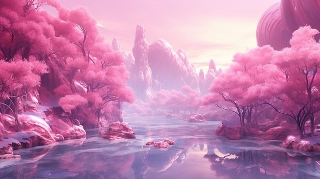 Foto gratuita paesaggio mistico della natura magenta