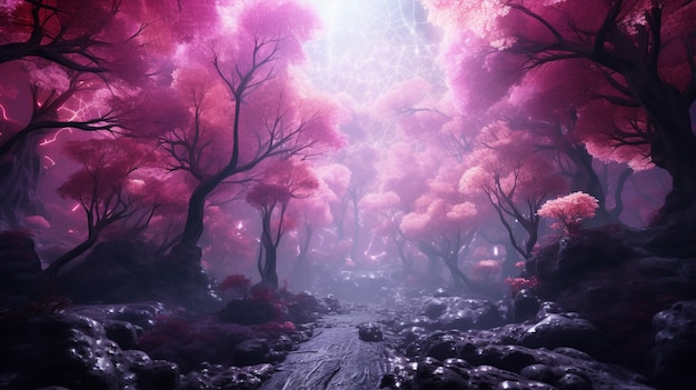 Foto gratuita paesaggio mistico della natura magenta