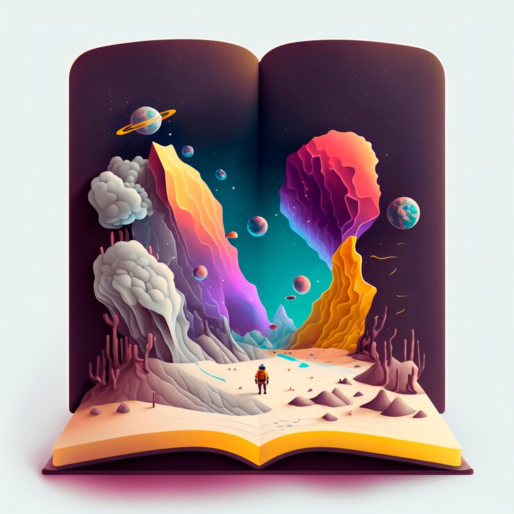 Free Photo magic fairy tale book with galaxy landscape