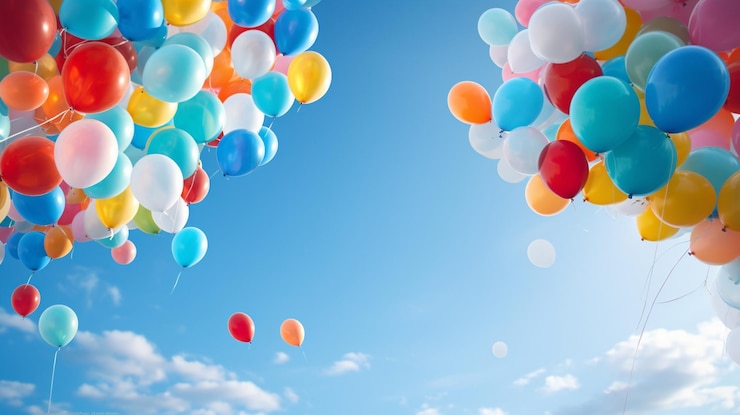 Free Photo the magical moment of releasing balloons into the sky