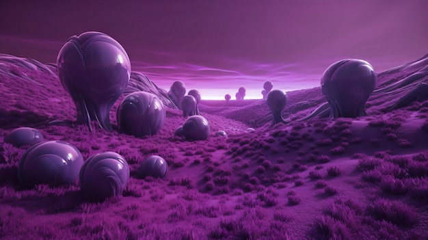 Волшебный и мистический пейзаж обои в фиолетовых тонах