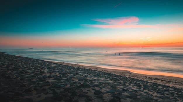 Magnificent view of the ocean at sunset captured in Zeeland, Netherlands