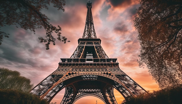 Free photo majestic arch silhouette against dramatic twilight sky generated by ai