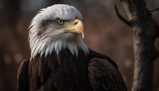 Free photo majestic bald eagle perched on branch watching generative ai