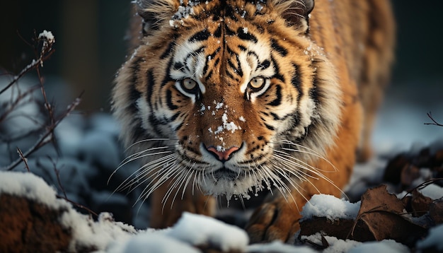 Free photo majestic bengal tiger staring wild beauty in nature generated by artificial intelligence