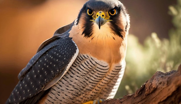 Majestic bird of prey perching on branch generated by AI