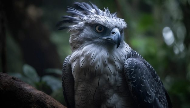 Величественная хищная птица сидит на ветке, созданной ИИ