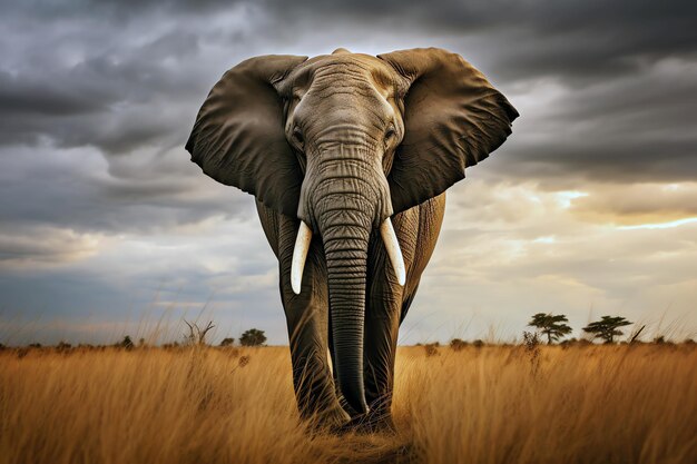 majestic elephant in the plain AI generated image