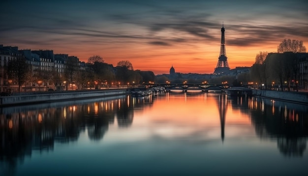 Foto gratuita maestoso della cultura francese al tramonto generato dall'intelligenza artificiale