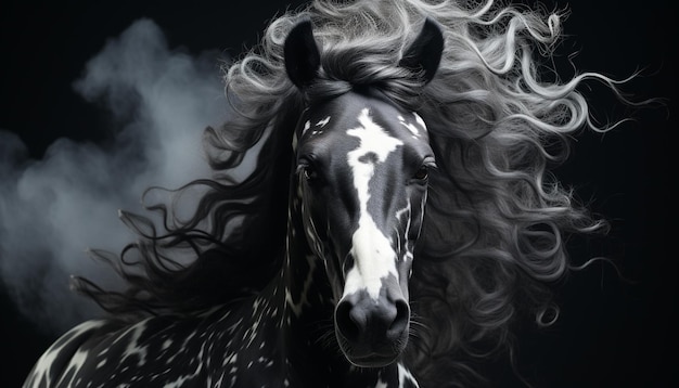 Free photo majestic horse running in the wind showcasing its long mane generated by artificial intelligence