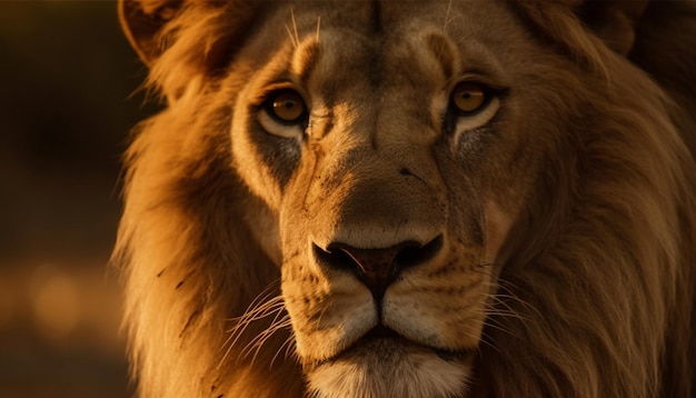 Free photo majestic lioness staring at camera in savannah generated by ai