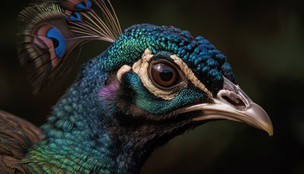 AI가 생성한 다양한 색상의 깃털 패턴을 보여주는 장엄한 수컷 공작