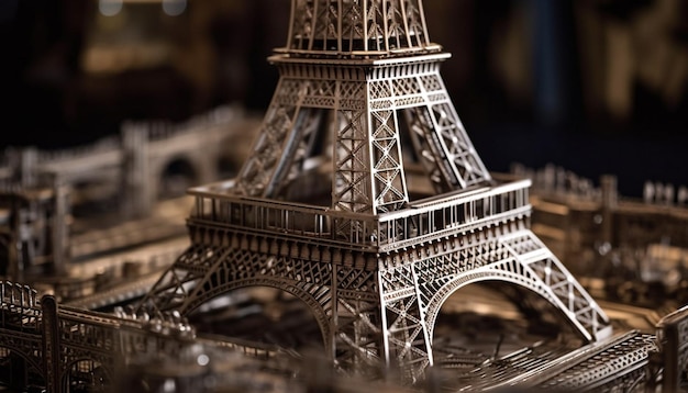 Foto gratuita il maestoso monumento in metallo simboleggia l'eleganza della cultura francese generata dall'intelligenza artificiale