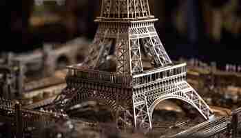 Бесплатное фото Величественный металлический монумент символизирует элегантность французской культуры, созданную искусственным интеллектом