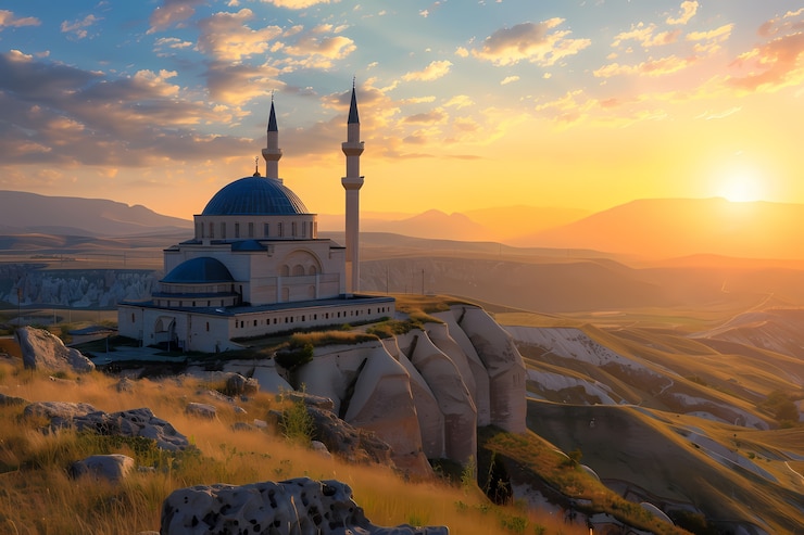 Free Photo majestic mosque for islamic new year celebration with fantasy architecture