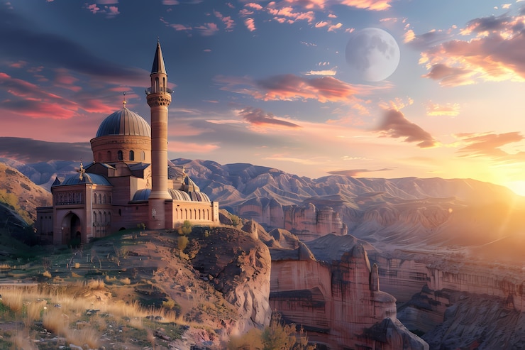 Free Photo majestic mosque for islamic new year celebration with fantasy architecture