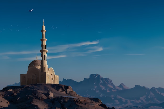 Foto gratuita maestosa moschea per la celebrazione del capodanno islamico con architettura fantastica