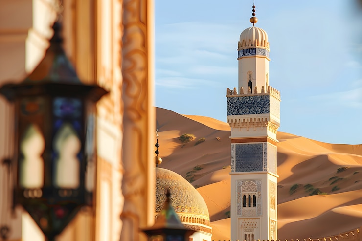 Free Photo majestic mosque for islamic new year celebration with fantasy architecture