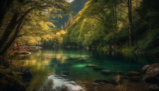 AIによって生成された静かな荒野の雄大な山頂