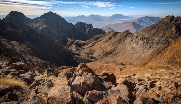 Majestic mountain range beauty in nature landscape generated by AI