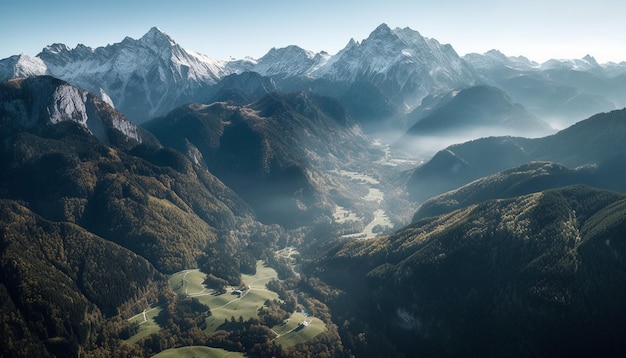 majestic mountain range beauty in nature landscape generated by ai