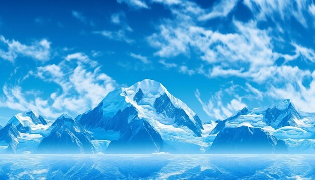 Величественный горный массив, застывший в зимней красоте природы, сгенерированный ИИ