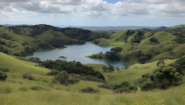 Majestic mountain range reflects in tranquil water generated by AI