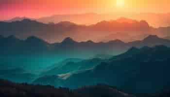 Free photo majestic mountain range tranquil meadow sunset beauty generated by ai