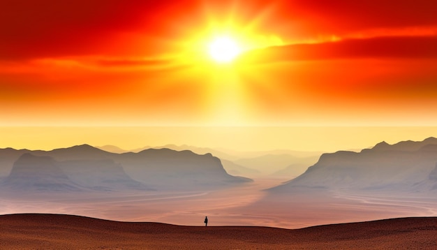 Foto gratuita maestosa catena montuosa tranquilla bellezza del tramonto nel paesaggio naturale generato dall'ia