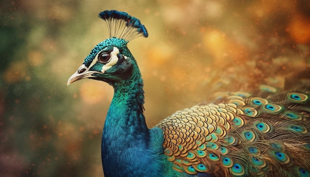 Free photo majestic peacock displays vibrant multi colored elegance generated by ai