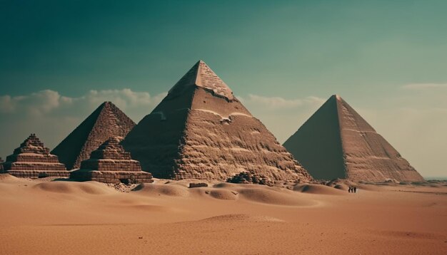 Majestic pyramid landscape ancient ruins Sphinx sculpture generated by AI