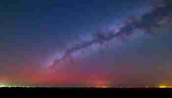 Free photo majestic star trail orbits planet in glowing purple atmosphere generated by ai