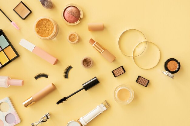 Make up beauty products on desk