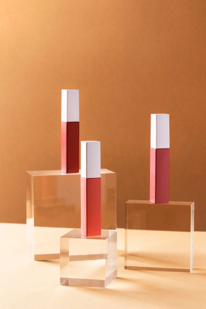 Make up concept with lipsticks arrangement