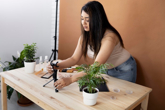 Makeup artist vlogging her tutorials