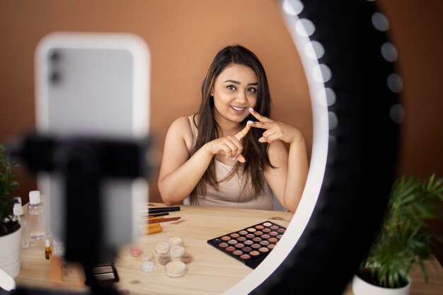 Makeup artist vlogging her tutorials