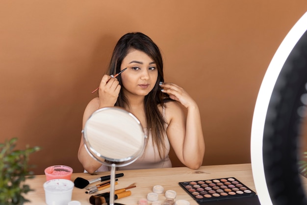 Makeup artist vlogging her tutorials