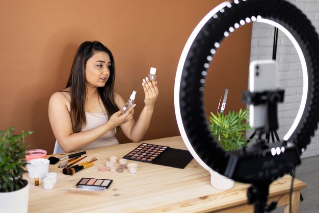 Makeup artist vlogging her tutorials