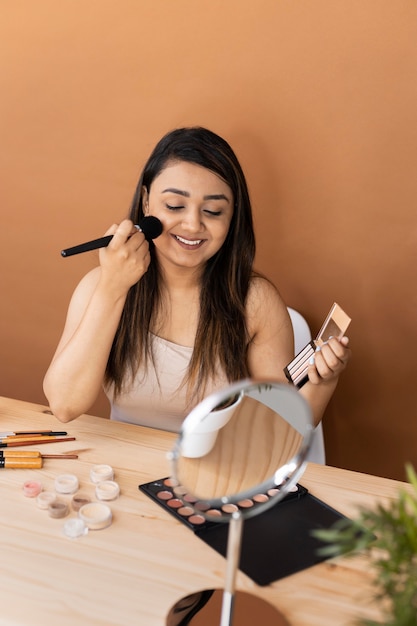 Makeup artist vlogging her tutorials