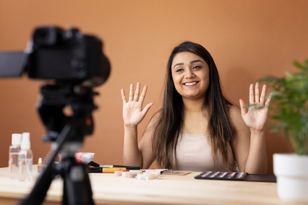 Makeup artist vlogging her tutorials